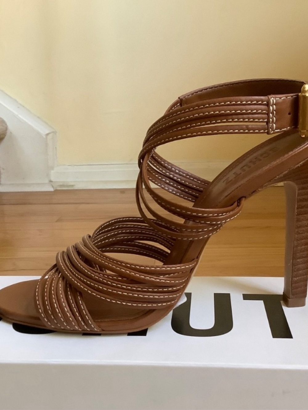 SCHUTZ Brown Strappy High Heel Sandals